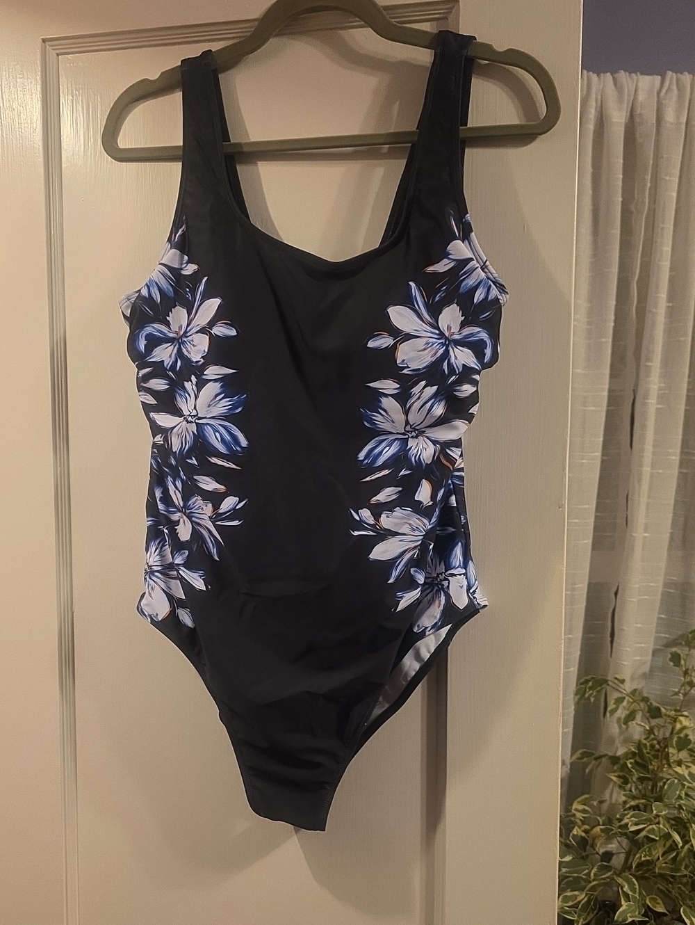 Black One-Piece Floral Swimsuit
